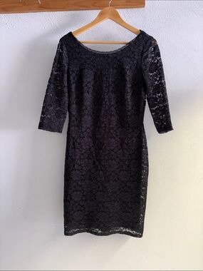 Eliza J Black Lace Long-Sleeve Sheath Dress